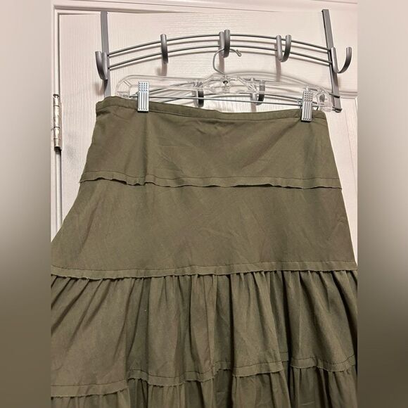 L'Pogee tiered maxi Ruffle Skirt Size medium NWT olive green boho gypsy festival - Picture 7 of 16